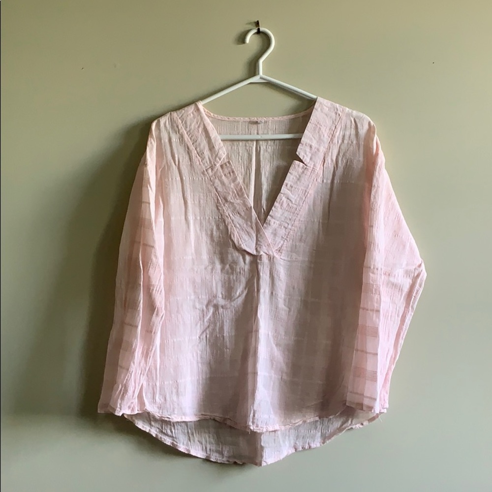 Soft pink low v neck blouse